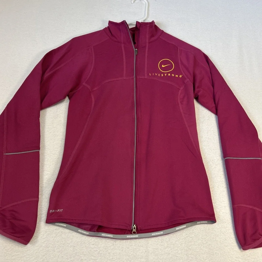 Nike Jacket Womens XS Pink Livestrong Dri Fit Track Running Full Zip 416336-694